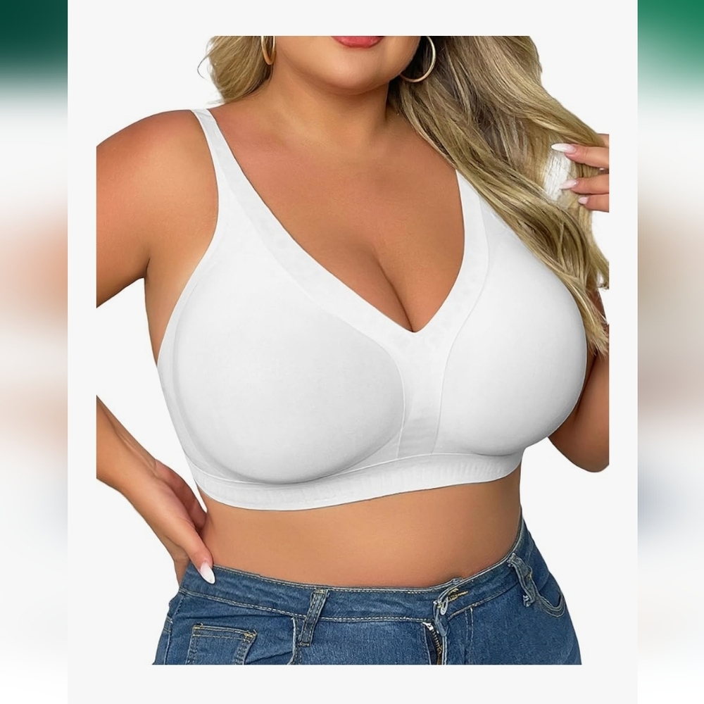 New ShaperX Deep V Womens Everyday Wireless Comfort Bra-Plus Size